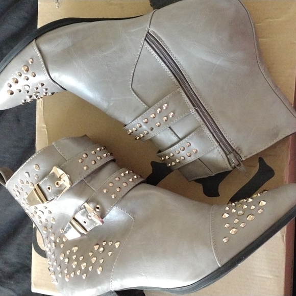 Gray Studded Booties - Picture 2 of 5
